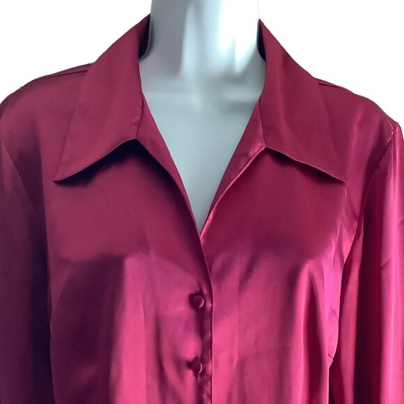 Tailor by B. Moss Red Long Sleeve Blouse Size: Large - Picture 2 of 5